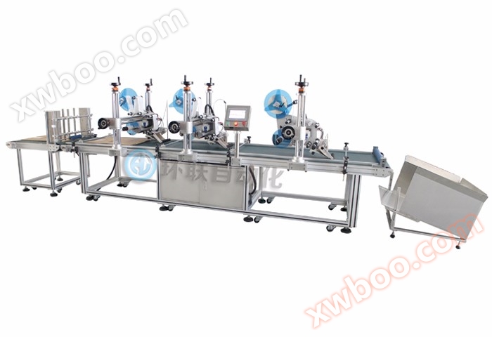 Fully automatic carton three head labeling machine